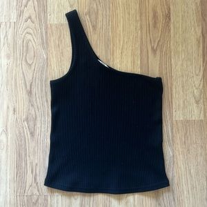Maje asymmetrical one shoulder black tank // size 2